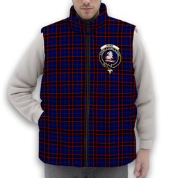 ScotsTee Shop Scottish Hume Modern Crest Tartan Puffer Vest Winter White Duck Down Vest Sleeveless