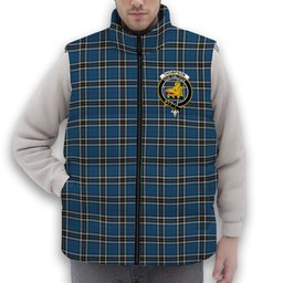 ScotsTee Shop Scottish Thompson Society Dress Blue Crest Tartan Puffer Vest Winter White Duck Down Vest Sleeveless