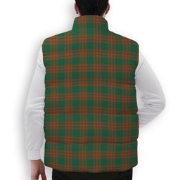 ScotsTee Shop Scottish Menzies Green Ancient Crest Tartan Puffer Vest Winter White Duck Down Vest Sleeveless