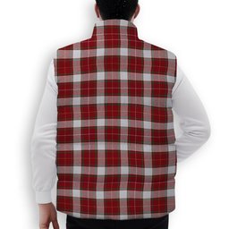 ScotsTee Shop Scottish MacFie Dress Ancient Crest Tartan Puffer Vest Winter White Duck Down Vest Sleeveless