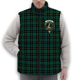 ScotsTee Shop Scottish Wallace Hunting Modern Crest Tartan Puffer Vest Winter White Duck Down Vest Sleeveless