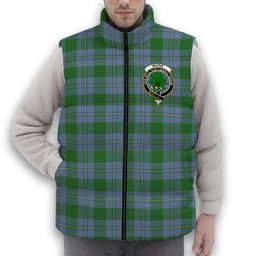 ScotsTee Shop Scottish Irvine of Bonshaw Ancient Crest Tartan Puffer Vest Winter White Duck Down Vest Sleeveless