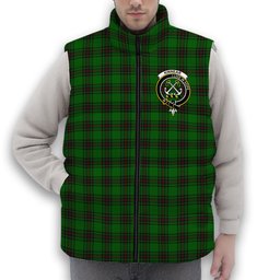 ScotsTee Shop Scottish Kinnear Crest Tartan Puffer Vest Winter White Duck Down Vest Sleeveless