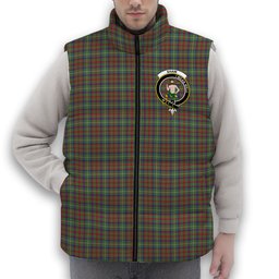 ScotsTee Shop Scottish Shaw Green Modern Crest Tartan Puffer Vest Winter White Duck Down Vest Sleeveless