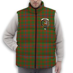 ScotsTee Shop Scottish Skene Ancient Crest Tartan Puffer Vest Winter White Duck Down Vest Sleeveless