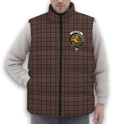 ScotsTee Shop Scottish Nicolson Hunting Weathered Crest Tartan Puffer Vest Winter White Duck Down Vest Sleeveless