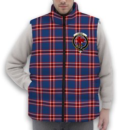 ScotsTee Shop Scottish Laing of Archiestown Modern Crest Tartan Puffer Vest Winter White Duck Down Vest Sleeveless