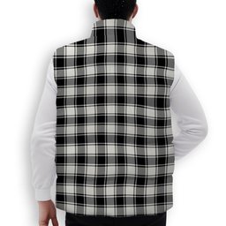 ScotsTee Shop Scottish MacFie Black & White Modern Crest Tartan Puffer Vest Winter White Duck Down Vest Sleeveless