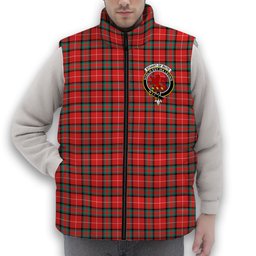 ScotsTee Shop Scottish Stuart of Bute SC Crest Tartan Puffer Vest Winter White Duck Down Vest Sleeveless