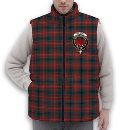 ScotsTee Shop Scottish Wilson Modern Clan Crest Tartan Puffer Vest Winter White Duck Down Vest Sleeveless