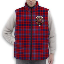 ScotsTee Shop Scottish Wishart Crest Tartan Puffer Vest Winter White Duck Down Vest Sleeveless