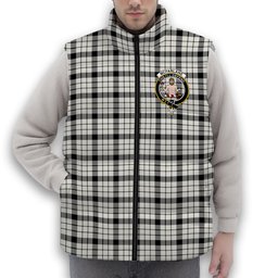 ScotsTee Shop Scottish McFarlane Black White Modern Crest Tartan Puffer Vest Winter White Duck Down Vest Sleeveless