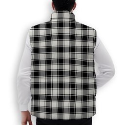 ScotsTee Shop Scottish MacFie Black & White Ancient Crest Tartan Puffer Vest Winter White Duck Down Vest Sleeveless