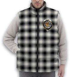 ScotsTee Shop Scottish MacFie Black & White Ancient Crest Tartan Puffer Vest Winter White Duck Down Vest Sleeveless