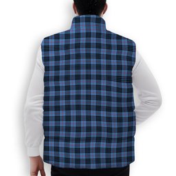 ScotsTee Shop Scottish McKay Blue Crest Tartan Puffer Vest Winter White Duck Down Vest Sleeveless