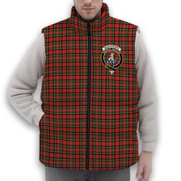 ScotsTee Shop Scottish Monypenny Crest Tartan Puffer Vest Winter White Duck Down Vest Sleeveless