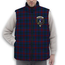 ScotsTee Shop Scottish Montgomery of Ayrshire Modern Crest Tartan Puffer Vest Winter White Duck Down Vest Sleeveless