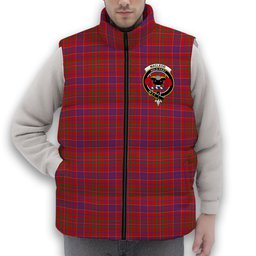 ScotsTee Shop Scottish MacLeod Red Modern Crest Tartan Puffer Vest Winter White Duck Down Vest Sleeveless