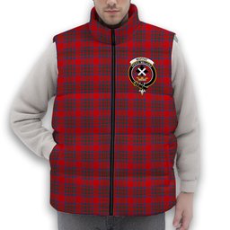 ScotsTee Shop Scottish Moffat District Modern Crest Tartan Puffer Vest Winter White Duck Down Vest Sleeveless