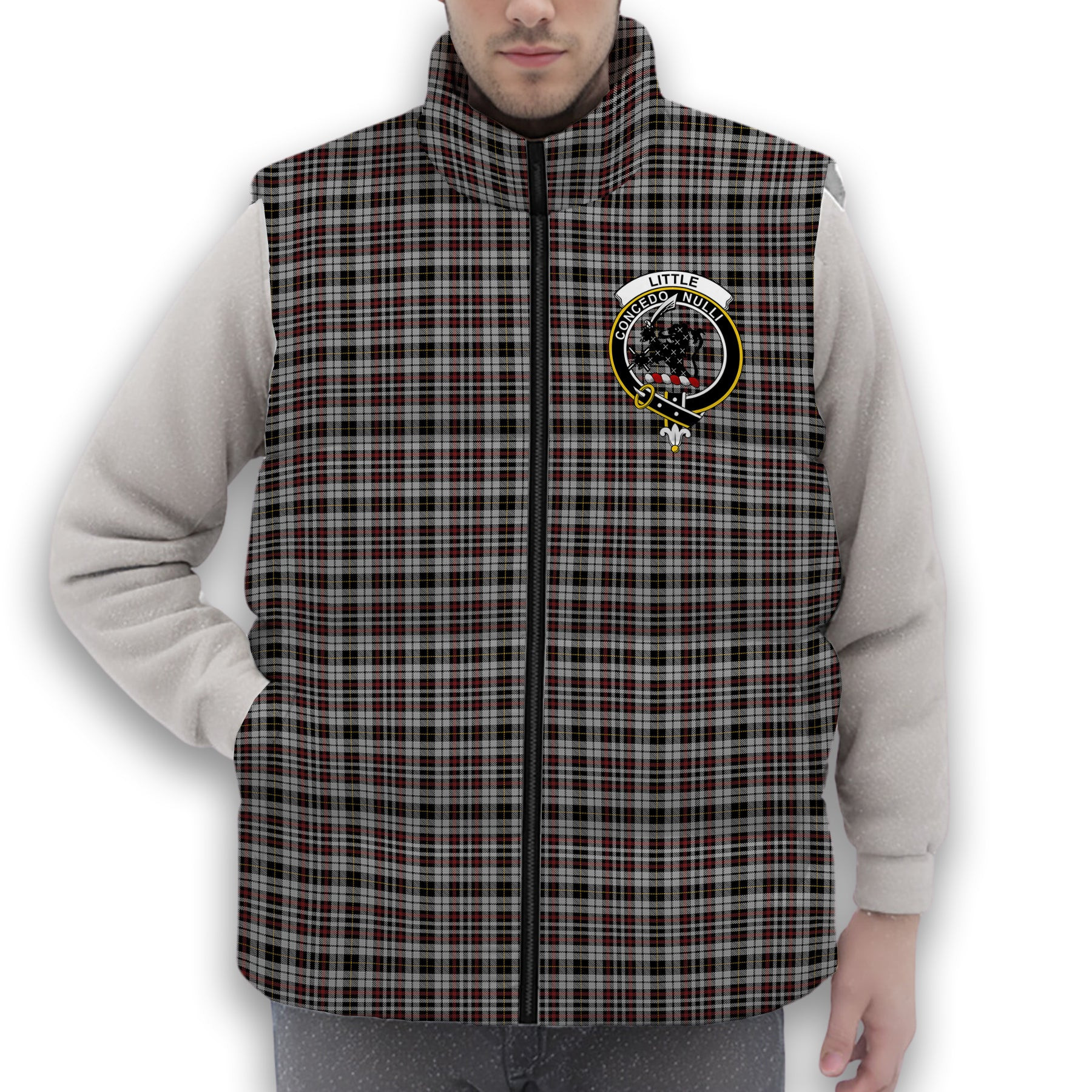 ScotsTee Shop Scottish Little Arisaid Crest Tartan Puffer Vest Winter White Duck Down Vest Sleeveless