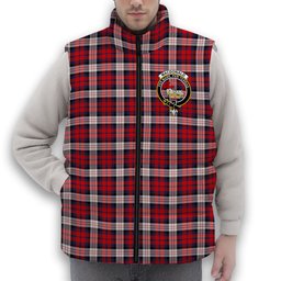 ScotsTee Shop Scottish MacDonald Dress Irish Modern Crest Tartan Puffer Vest Winter White Duck Down Vest Sleeveless