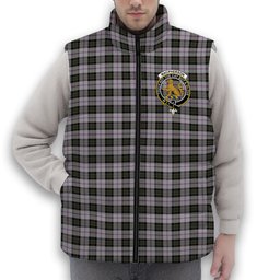 ScotsTee Shop Scottish MacPherson Dress 1951 Crest Tartan Puffer Vest Winter White Duck Down Vest Sleeveless