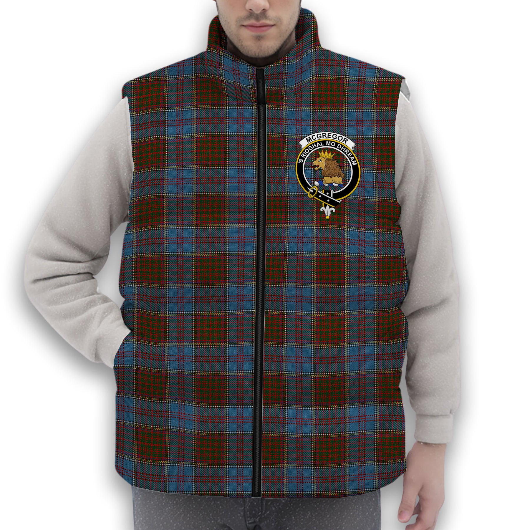 ScotsTee Shop Scottish McGregor Hastie Crest Tartan Puffer Vest Winter White Duck Down Vest Sleeveless