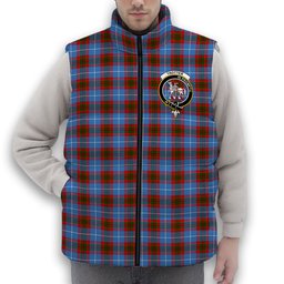 ScotsTee Shop Scottish Trotter Crest Tartan Puffer Vest Winter White Duck Down Vest Sleeveless