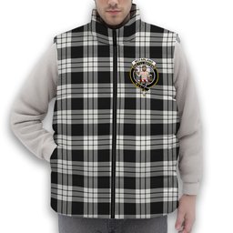 ScotsTee Shop Scottish McFarland Black White Crest Tartan Puffer Vest Winter White Duck Down Vest Sleeveless
