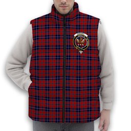 ScotsTee Shop Scottish Wishart Dress Crest Tartan Puffer Vest Winter White Duck Down Vest Sleeveless