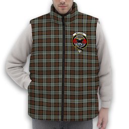 ScotsTee Shop Scottish McLeod of Harris Weathered Crest Tartan Puffer Vest Winter White Duck Down Vest Sleeveless