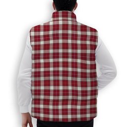ScotsTee Shop Scottish McFie Dress Modern Crest Tartan Puffer Vest Winter White Duck Down Vest Sleeveless