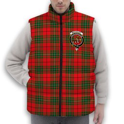 ScotsTee Shop Scottish MacAuley Modern Crest Tartan Puffer Vest Winter White Duck Down Vest Sleeveless