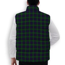 ScotsTee Shop Scottish Leslie Hunting Crest Tartan Puffer Vest Winter White Duck Down Vest Sleeveless