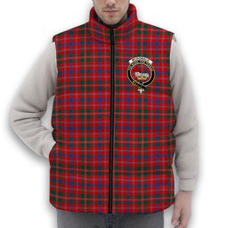 ScotsTee Shop Scottish McDonald of Glenaladale Modern Crest Tartan Puffer Vest Winter White Duck Down Vest Sleeveless
