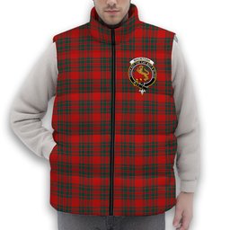ScotsTee Shop Scottish MacIntosh Red Modern Crest Tartan Puffer Vest Winter White Duck Down Vest Sleeveless