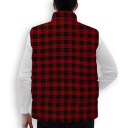 ScotsTee Shop Scottish MacLeod of Raasay Highland Crest Tartan Puffer Vest Winter White Duck Down Vest Sleeveless