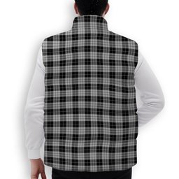 ScotsTee Shop Scottish MacLeod Black and White Crest Tartan Puffer Vest Winter White Duck Down Vest Sleeveless