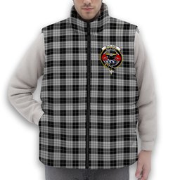 ScotsTee Shop Scottish MacLeod Black and White Crest Tartan Puffer Vest Winter White Duck Down Vest Sleeveless