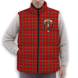 ScotsTee Shop Scottish Meldrum Dress Modern Crest Tartan Puffer Vest Winter White Duck Down Vest Sleeveless