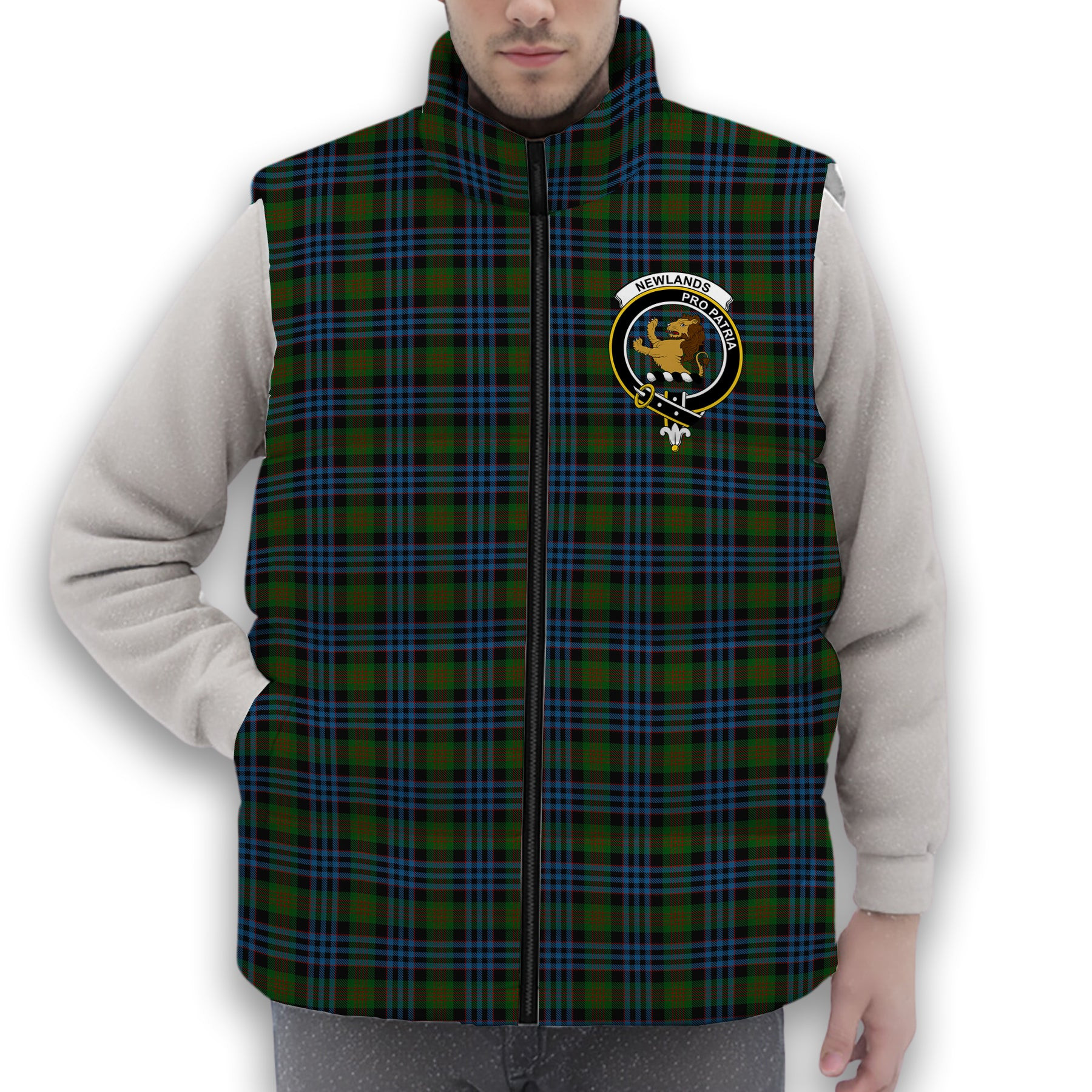 ScotsTee Shop Scottish Newlands of Lauriston Crest Tartan Puffer Vest Winter White Duck Down Vest Sleeveless