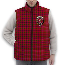 ScotsTee Shop Scottish MacRae Modern Crest Tartan Puffer Vest Winter White Duck Down Vest Sleeveless