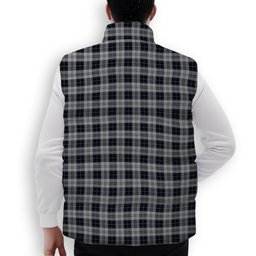 ScotsTee Shop Scottish Menzies Black Dress Crest Tartan Puffer Vest Winter White Duck Down Vest Sleeveless