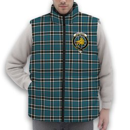 ScotsTee Shop Scottish MacTavish Dress Ancient Crest Tartan Puffer Vest Winter White Duck Down Vest Sleeveless