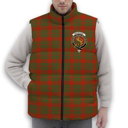 ScotsTee Shop Scottish MacIntosh Red Ancient Crest Tartan Puffer Vest Winter White Duck Down Vest Sleeveless