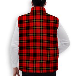 ScotsTee Shop Scottish Wallace Hunting Red Crest Tartan Puffer Vest Winter White Duck Down Vest Sleeveless