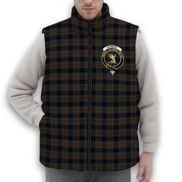 ScotsTee Shop Scottish Stewart Black 2 Crest Tartan Puffer Vest Winter White Duck Down Vest Sleeveless