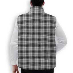 ScotsTee Shop Scottish Sandilands Grey Crest Tartan Puffer Vest Winter White Duck Down Vest Sleeveless
