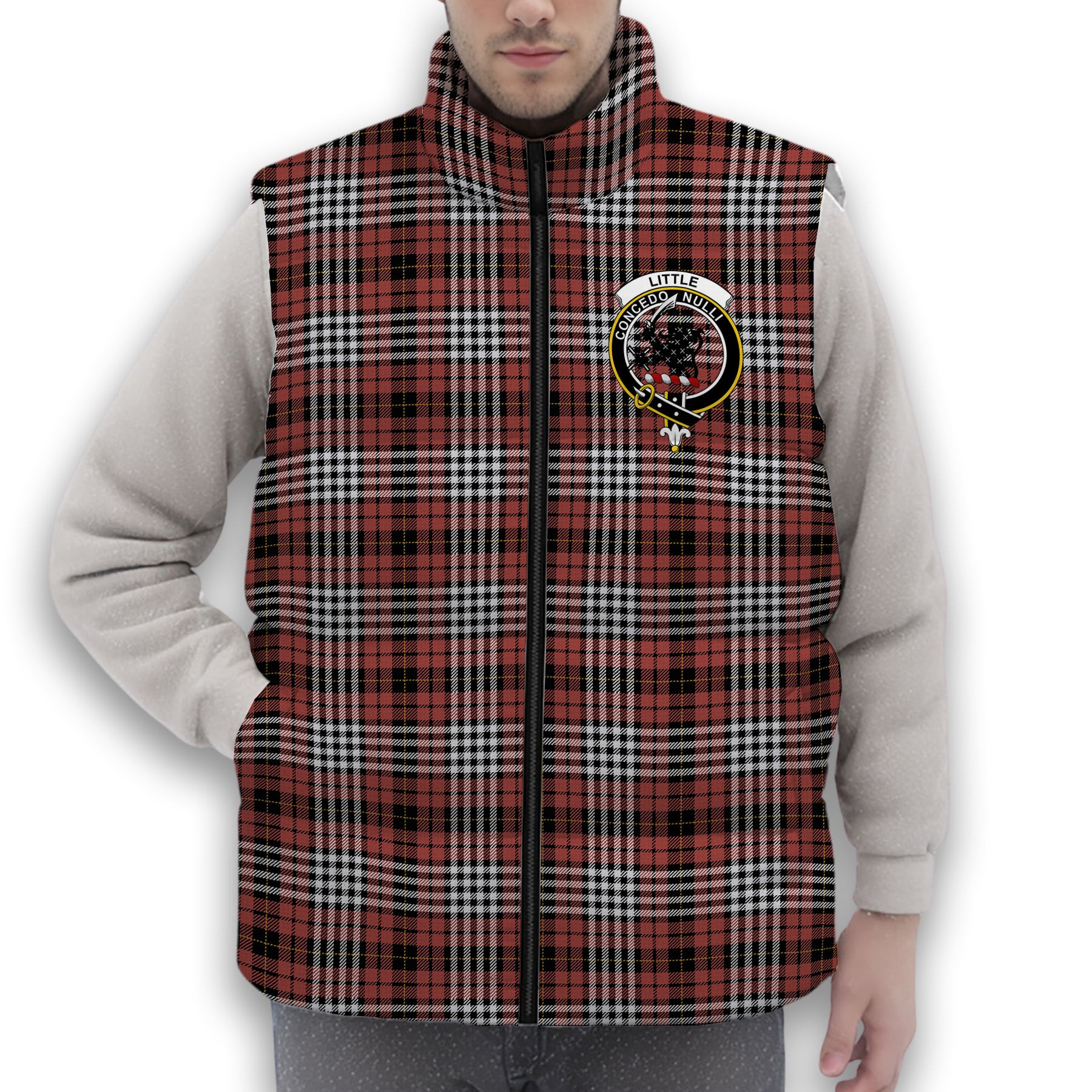 ScotsTee Shop Scottish Little of Morton Rigg Ancient Crest Tartan Puffer Vest Winter White Duck Down Vest Sleeveless