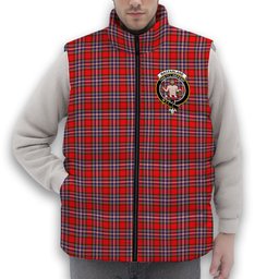 ScotsTee Shop Scottish MacFarlane Modern Crest Tartan Puffer Vest Winter White Duck Down Vest Sleeveless